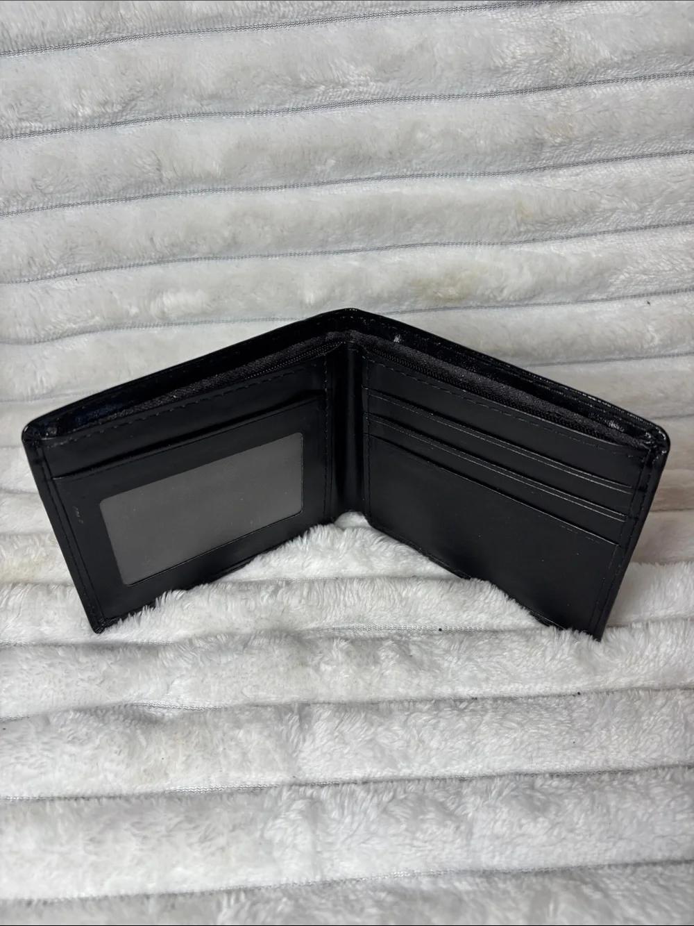 DENLEILU Wallet Black Mens Classic Faux Leather Bifold Inner
